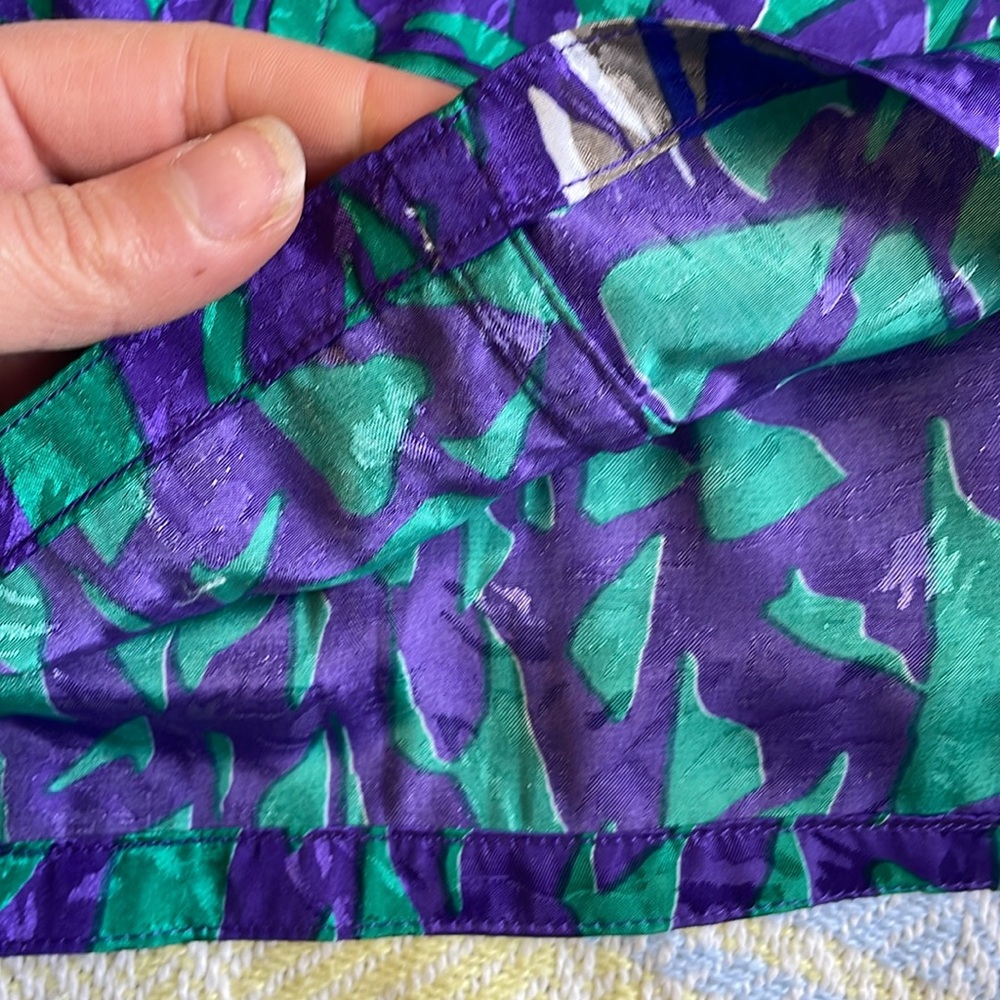 Handmade silky abstract geometric vibrant jewel tone midi skirt S/M/L - Picture 6 of 11